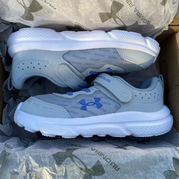 Under Armour toddler girl sneakers grey - blue/violet - size 9 NEW IN BOX - Picture 3 of 9